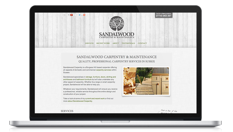 Screen shot of Sandalwood Carpentry website